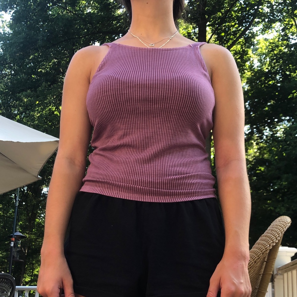 Purple ribbed tank top